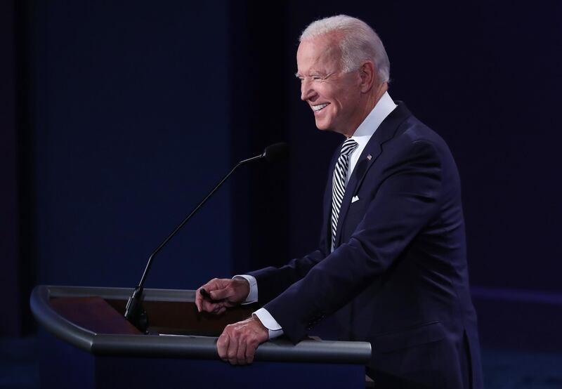 Democratic presidential candidate Joe Biden participates in the first 2020 presidential election debate at Samson Pavilion in Cleveland. EPA