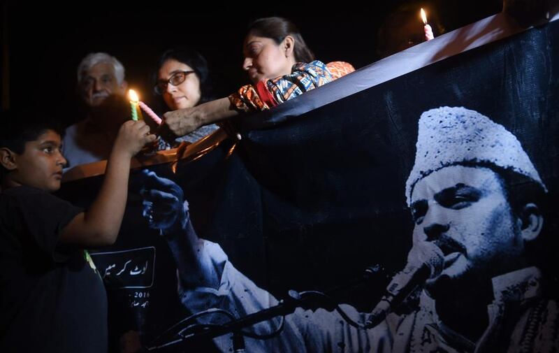 Thousands of Pakistanis took to the streets of Karachi on June 23 to mourn the death of one of their most famous musicians, Amjad Sabri. The Sufi singer was shot dead by Taliban gunmen on June 22 in what many see as an attack on qawwali music. Rizwan Tabassum / AFP.