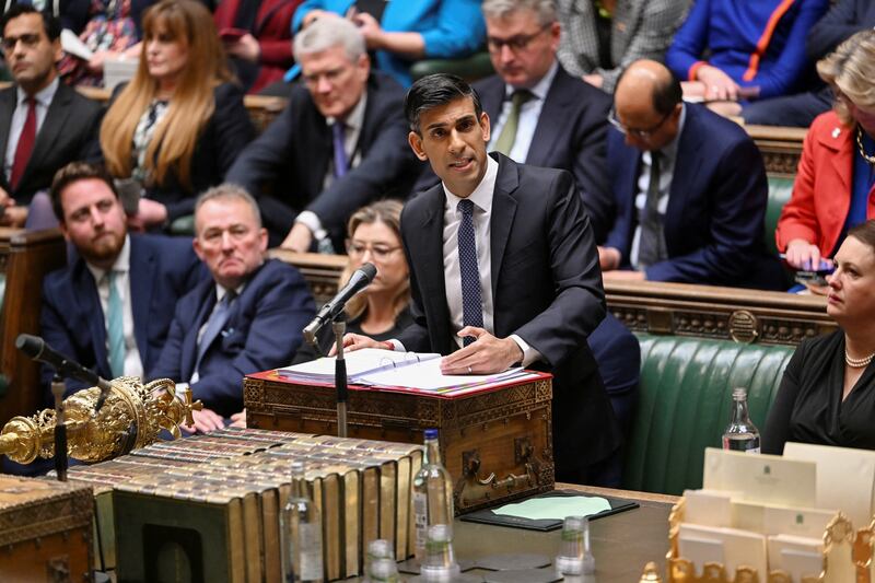 British Prime Minister Rishi Sunak speaking in the House of Commons. Reuters