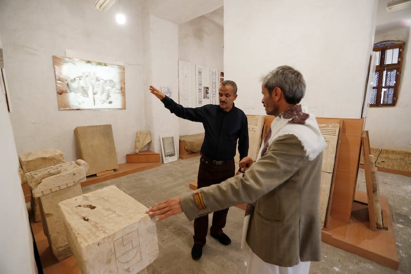 Antiquities on display after being recovered at the National Museum in Sanaa, which reopened on May 20. All photos: EPA