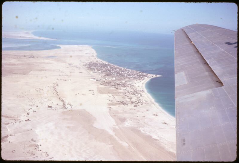 An aerial shot of Abu Dhabi from the early 1960s. Oil had been discovered in 1958 and the town was already expanding. Photo: David Riley