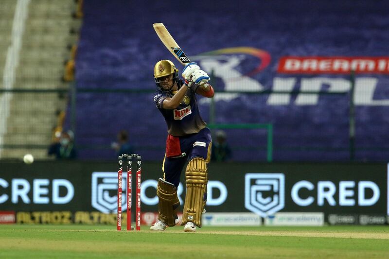 Shubman Gill of Kolkata Knight Riders plays a shot during match 5 of season 13 of the Dream 11 Indian Premier League (IPL) between the Kolkata Knight Riders and the Mumbai Indians held at the Sheikh Zayed Stadium, Abu Dhabi  in the United Arab Emirates on the 23rd September 2020.  Photo by: Vipin Pawar  / Sportzpics for BCCI