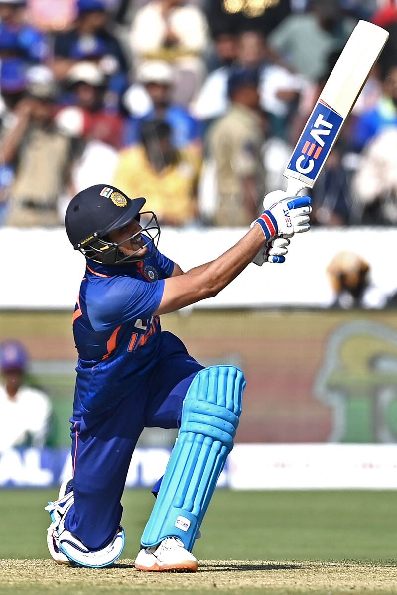 Shubman Gill hit 19 fours and nine sixes during his double ton in the first ODI. AFP