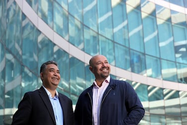 Pishu Ganglani (left) and Ricky Husaini (right), the co-founders of buybackbazaar.com at their offices in Al Barsha, Dubai. The duo both have a background in finance. Chris Whiteoak / The National
