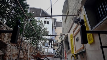 A building damaged in an Israeli drone strike in the town of Kfar Roummane, in southern Lebanon. EPA