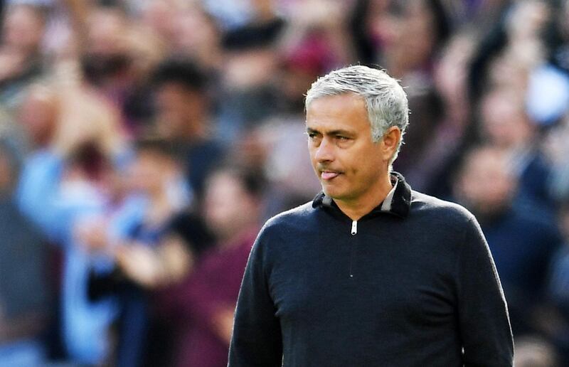 epa07056507 Manchester United manager Jose Mourinho reacts during the English Premier League soccer match between West Ham United and Manchester United in Stratford, east London, Britain, 29 September 2018.  EPA/ANDY RAIN EDITORIAL USE ONLY. No use with unauthorized audio, video, data, fixture lists, club/league logos or 'live' services. Online in-match use limited to 75 images, no video emulation. No use in betting, games or single club/league/player publications