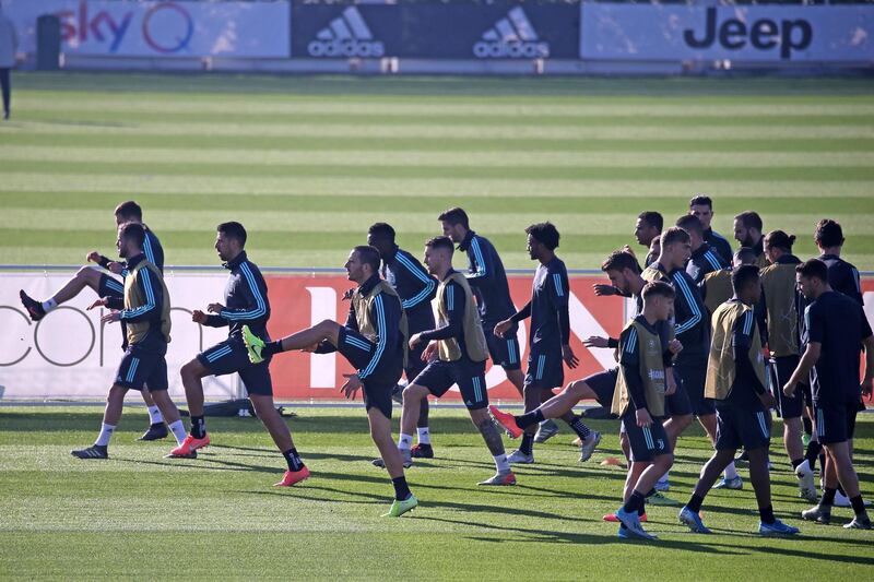 JUVENTUS TRAINING CENTER, TORINO, ITALY - 2019/11/05: Players of Juventus FC  during training session on the eve of the UEFA Champions League football match between Lokomotiv Moskva and Juventus Fc. (Photo by Marco Canoniero/LightRocket via Getty Images)