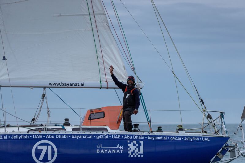 Tomy finished second after arriving back in France having spent 236 days at sea. Photo: Bayanat