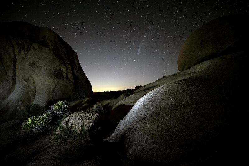 The Comet NEOWISE or C/2020 F3 passes over the Joshua Tree National Park after sunset, California, USA. EPA