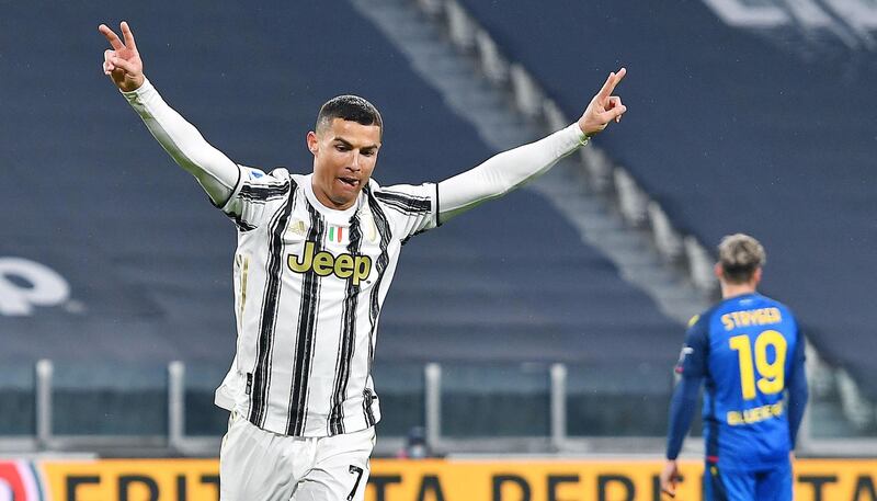 Juventus attacker Cristiano Ronaldo celebrates scoring his team's second goal during their 4-1 win over Udinese  at the Allianz Stadium in Turin on January 3. EPA