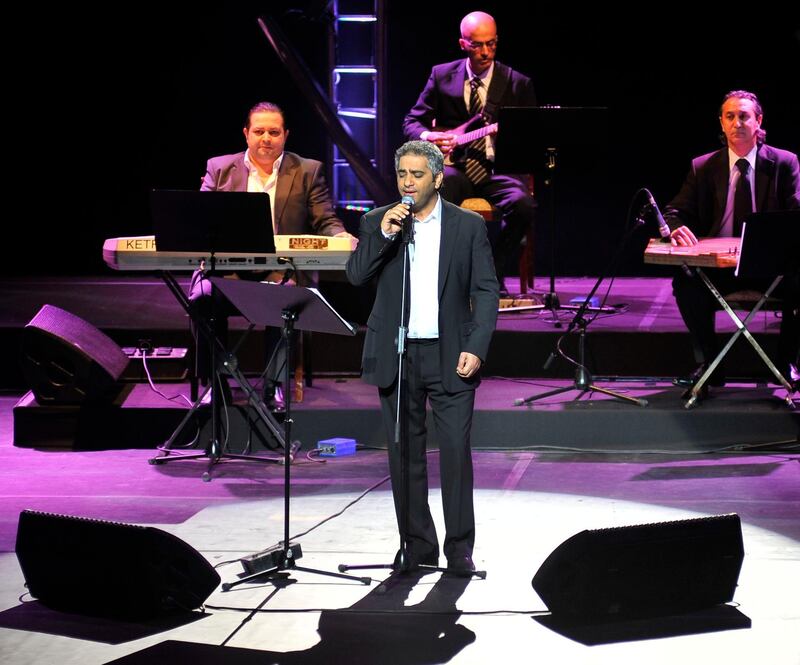 Fadel Shaker performing at the Emirates Palace Hotel as the last concert for the Abu Dhabi Festival 2012 in Abu Dhabi, United Arab Emirates on Friday, April 6, 2012. Photo: Charles Crowell for The National

