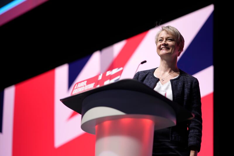 Labour's shadow home secretary Yvette Cooper delivers a speech. Getty Images