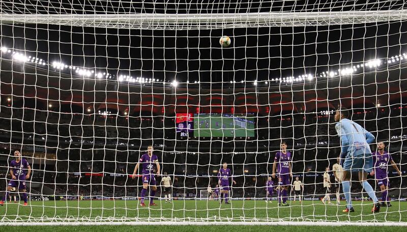 A general view during the match between the Perth Glory and Manchester United. Getty Images