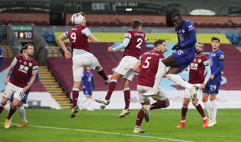 Kurt Zouma heads home for Chelsea. EPA