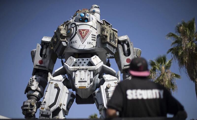A prop depicting a character from the video game Titanfall is on display. Michael Nelson / EPA