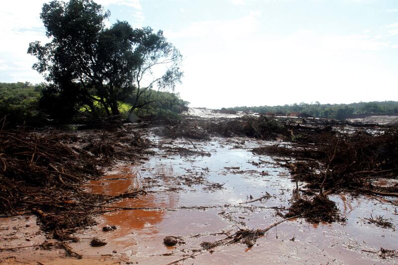 A general view of damage caused by a burst dam containing mineral waste from Vale, the world's largest iron producer, in Brazil. EPA