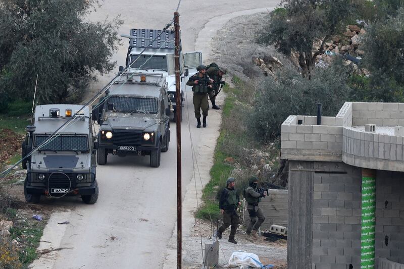 Israeli soldiers in the Palestinian village of Kafr Dan in Jenin, in the occupied West Bank. AFP