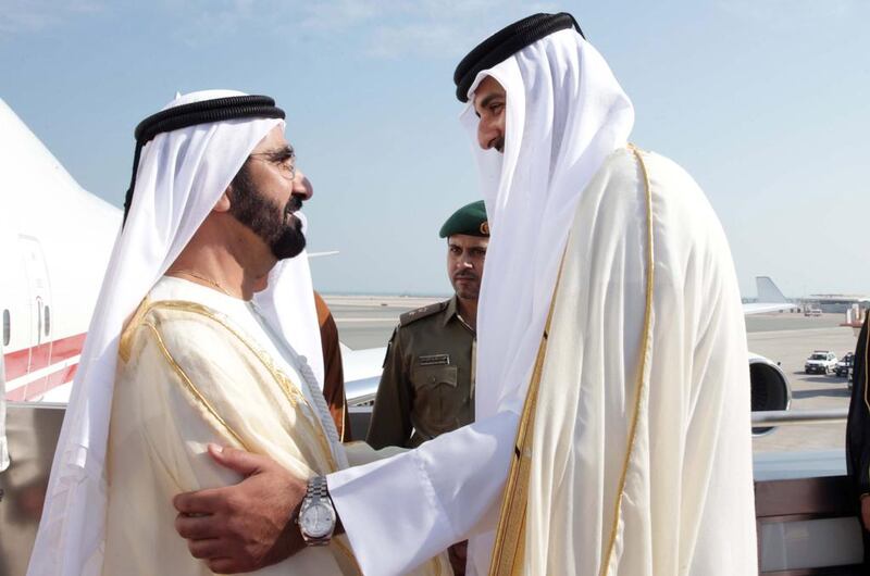 UAE deligation led by Mohammed bin Rashid arrives in Doha for GCC summit, which promised a new page in the relations. 
