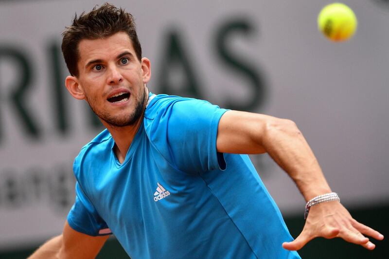 Thiem eyes the ball as he plays against Nadal. AFP