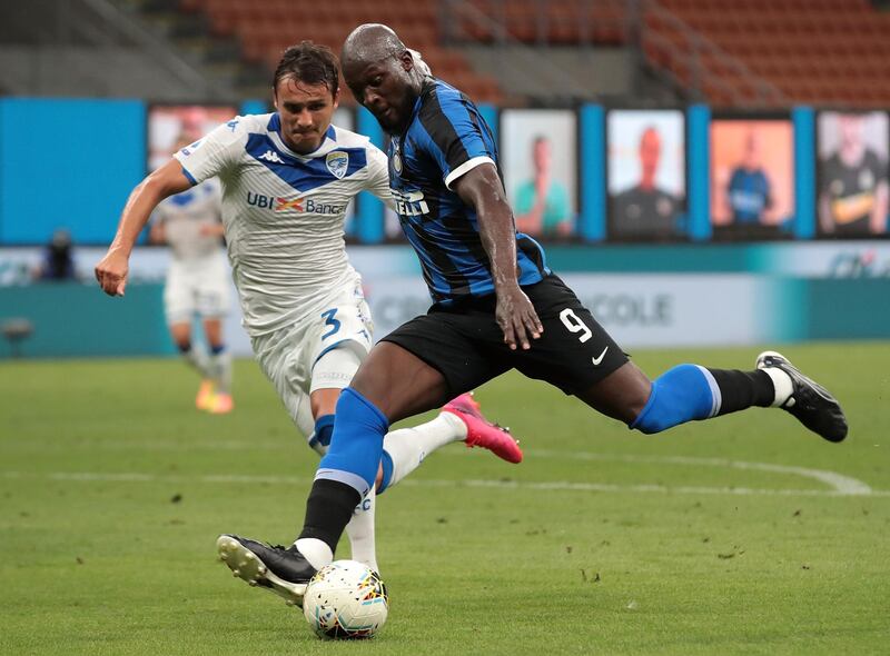 Inter Milan striker Romelu Lukaku takes a shot at goal. Getty Images