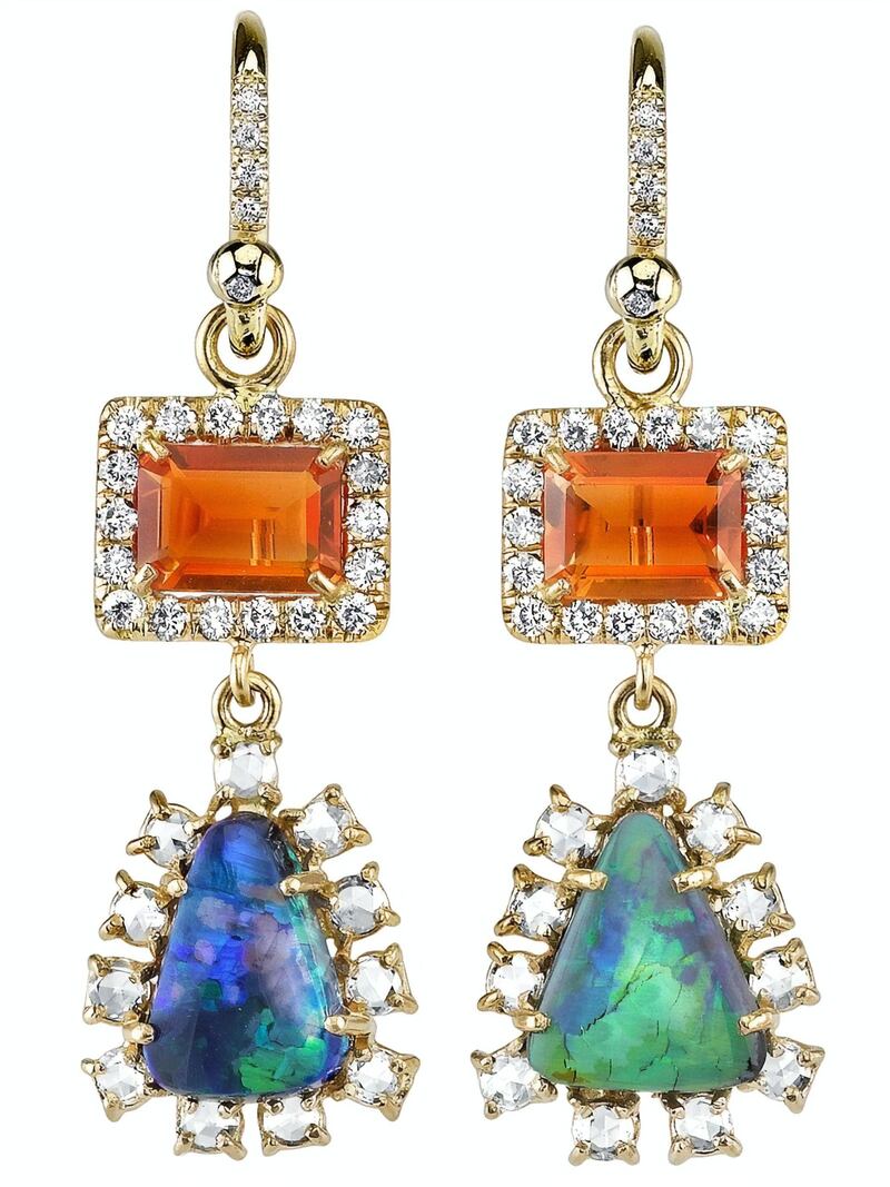 <p>Diamond tear-drop earrings, Dh66,125, Irene Neuwirth on Farfetch</p>
