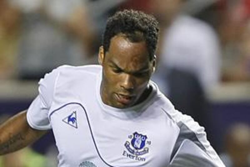 Joleon Lescott in action for Everton against the MLS All-Stars last night in Salt Lake City.