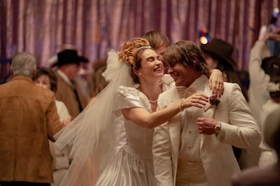 After Kevin Von Erich (Zac Efron) falls for Pam (Lily James), she is told about the 'Von Erich curse'. Photo: A24