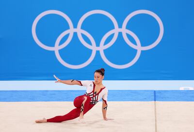 Kim Bui of Team Germany competes in the floor exercise during Women's Qualification on day two of the Tokyo 2020 Olympic Games. Getty Images