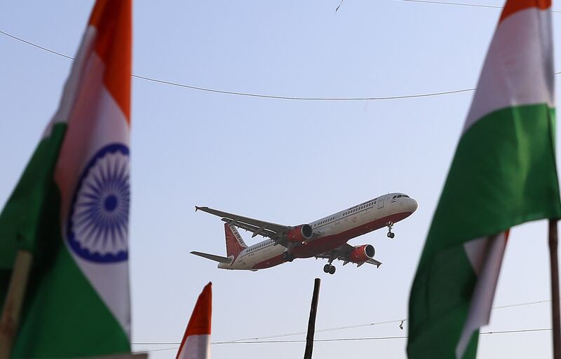 An Air India plane prepares to land at Chhatrapati Shivaji Maharaj International Airport in Mumbai, India.  EPA