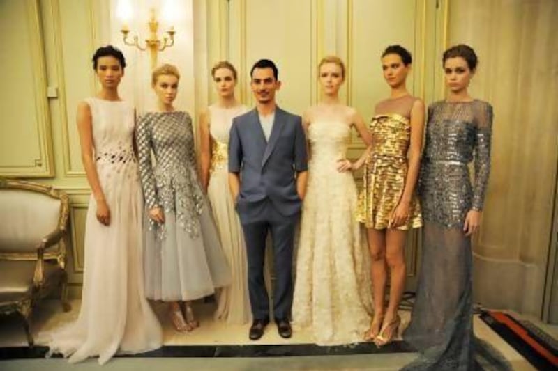 Rami Al Ali, centre, took inspiration for his new collection from the artist Gustav Klimt. Courtesy Rami Al Ali