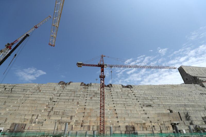 Ethiopia's Grand Renaissance Dam powerhouse is seen as it undergoes construction work on the river Nile in Guba Woreda, Benishangul Gumuz Region, Ethiopia September 26, 2019. Picture taken September 26, 2019. REUTERS/Tiksa Negeri