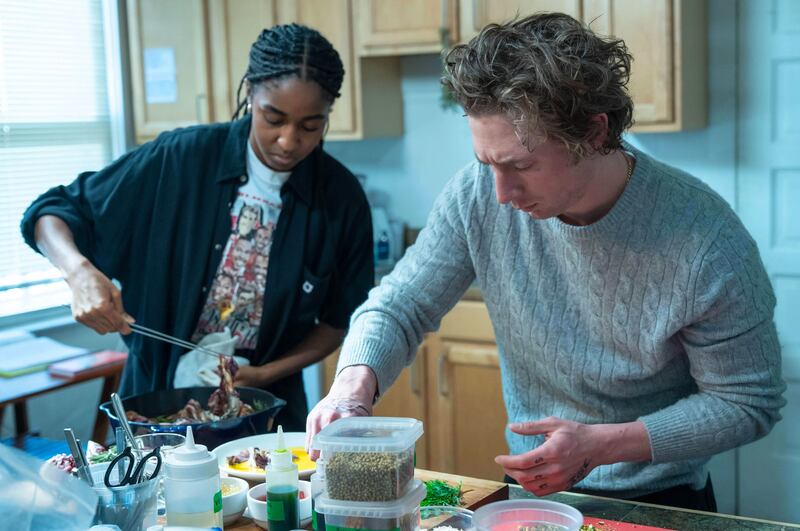 Ayo Edebiri and Jeremy Allen White in the second season of The Bear. Photo: FXP