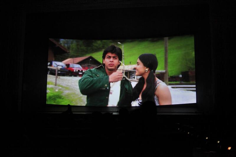 Kajol and Shah Rukh Khan, stars of the cult film DDLJ, which is still screening at Mumbai’s Maratha Mandir Cinema. Subhash Sharma for The National