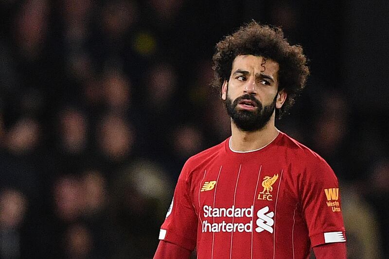 Liverpool's Egyptian midfielder Mohamed Salah after Sarr's second. AFP