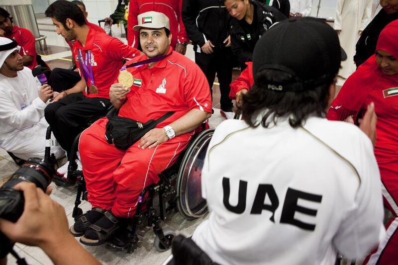 Abdullah Al Aryani returned home with gold from the 2012 London Paralympic Games. Antonie Robertson / The National / September 11, 2012