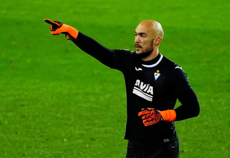 Eibar's Marko Dmitrovic celebrates scoring from the spot. Reuters