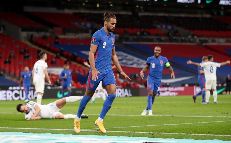 England's Dominic Calvert-Lewin celebrates scoring their second goal. Reuters