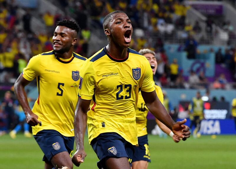 Ecuador's Moises Caicedo celebrates. Reuters