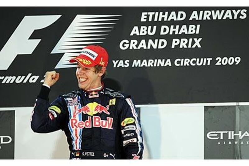 The victorious Red Bull driver Sebastian Vettel led the race following the retirement of Lewis Hamilton having started second on the grid.