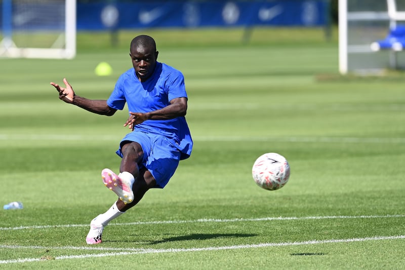 COBHAM, ENGLAND - JULY 31: NGolo Kante of Chelsea during a training session at Chelsea Training Ground on July 31, 2020 in Cobham, England. (Photo by Darren Walsh/Chelsea FC via Getty Images)