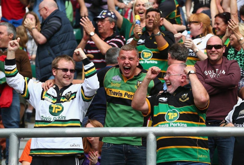 Northampton Saints fans celebrate after their team's victory in the Aviva Premiership final on Saturday. Mark Thompson / Getty Images / May 31, 2014