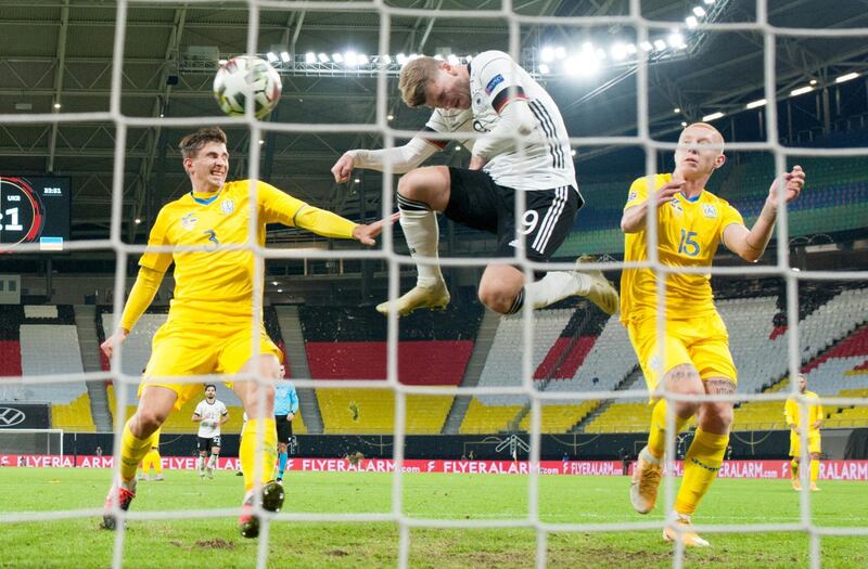 Timo Werner scores Germany's second goal against Ukraine. Reuters