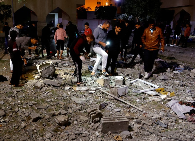 Damage from an Israeli strike in Khan Younis in the southern Gaza Strip. Reuters