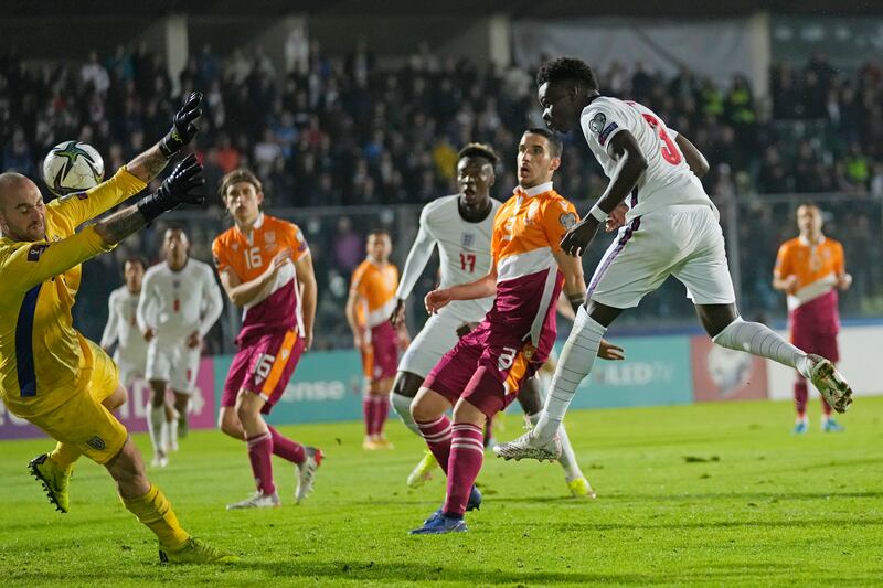 Bukayo Saka 9 – Attacking from the left wing-back position, Saka was heavily involved with England’s second. He cut onto his right foot and his tame shot was deflected home. He then scored with 10 minutes left on the clock, heading home England’s 10th from Alexander-Arnold’s cross. AP Photo