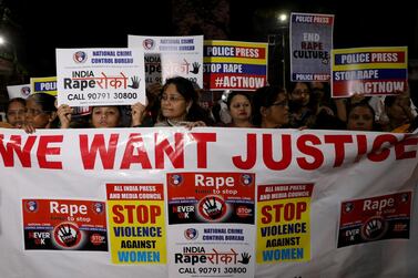 Women stage a protest in the Indian city of Kolkata December 4, 2019 over the gang rape and murder of woman in southern India a week earlier. Reuters