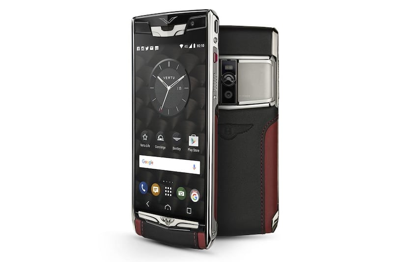 Above, Vertu’s Signature Touch for Bentley smartphone can be yours for Dh57,000. Courtesy Vertu
