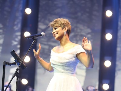 Singer Assala Nasri performs at Eid concerts at the Etihad Arena in Yas Island, Abu Dhabi.