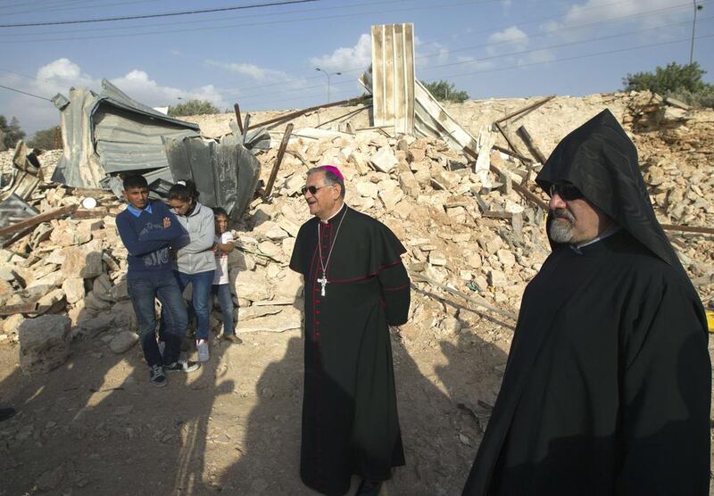 The head of the Roman Catholic church in Israel, Palestine and Jordan, Fuad Tawwal, described Israel’s razing of the property as “against any ideology upon which peace can be built and increases segregation and hate”. Ahmad Gharabli / AFP