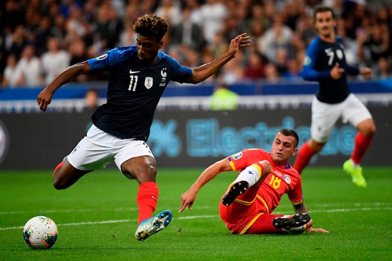 France forward Kingsley Coman scores. AFP