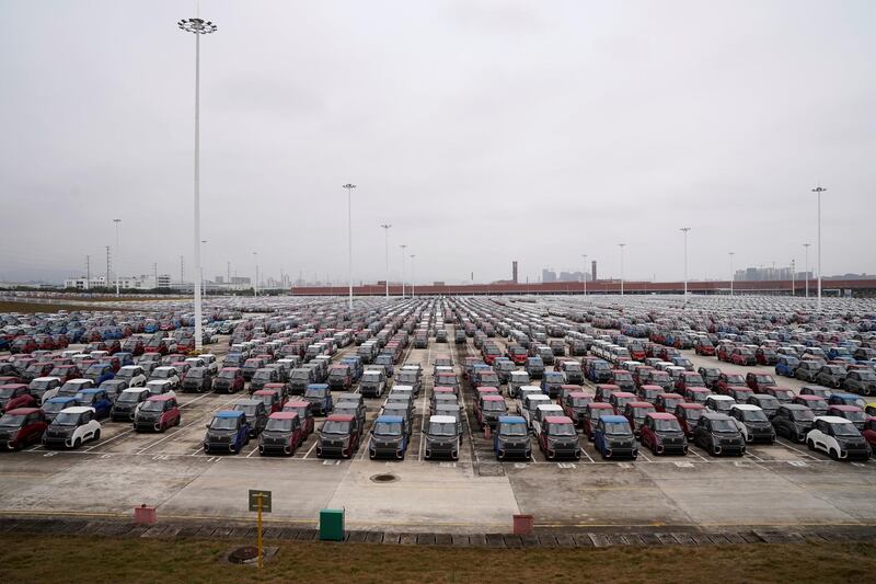 Baojun E100 and E200 all-electric battery cars sit parked at a parking lot operated by General Motors Co and its local joint-venture partners in Liuzhou, Guangxi Zhuang Autonomous Region, China, February 28, 2019. Picture taken February 28, 2019. REUTERS/Aly Song